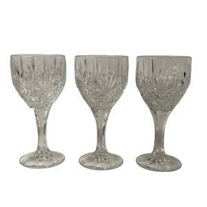 VTG Imperial Estate 24% Lead Crystal Wine Goblets Set of 3 Clear MCM Glasses USA